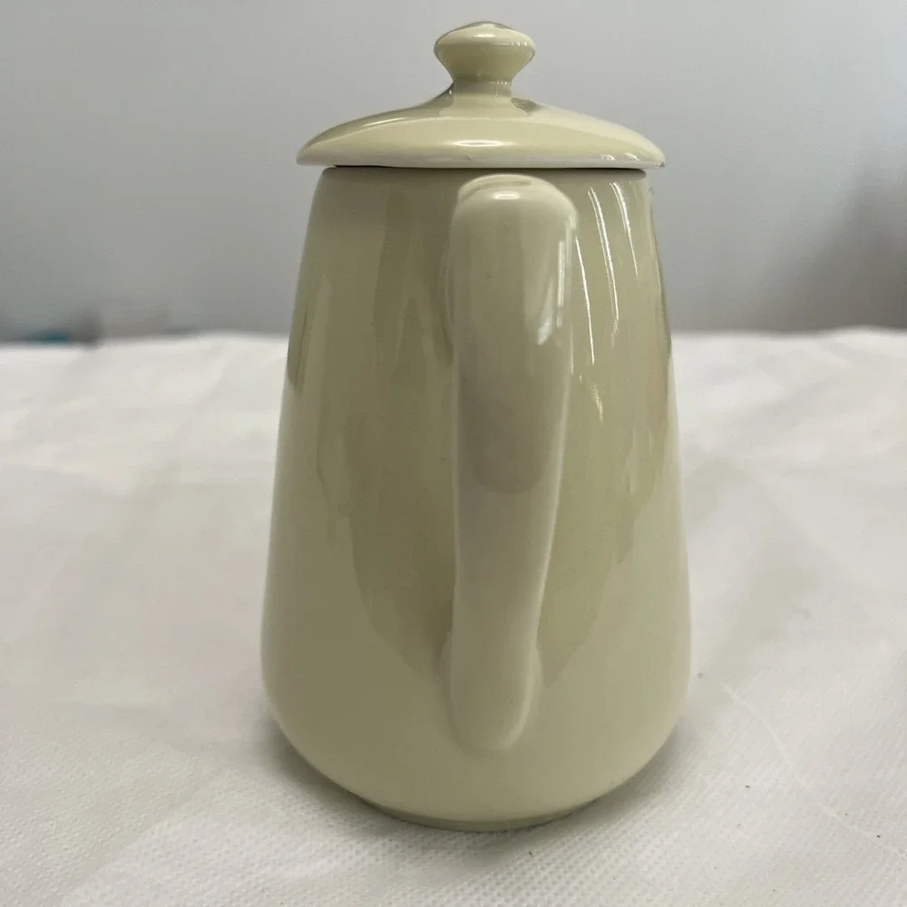 Vtg MCM Hall Pottery Coffee Tea Pot Butter Yellow USA Cottage Granny Chic Farm